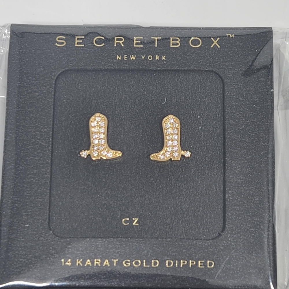 Secret Box New York CZ 14KT Gold Dipped Boot Earrings